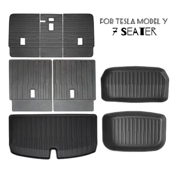 За Tesla Model Y 7 Местен TPE подложка за багажника и задната част на кутията на седалките, противоударная накладки, автомобилни подложка за багажника, товарни и втулки