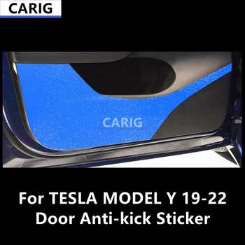 За TESLA, МОДЕЛ Y 19-22 врати стикер със защита от удари, модифицирана фолио за интериора на колата е от въглеродни влакна, модификация аксесоари