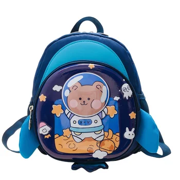 За момичета и момчета, за детска градина, анти-загубени ученически чанти с анимационни космически мечка, нови, за малки деца за предучилищна възраст, за малки астронавти, малки раници