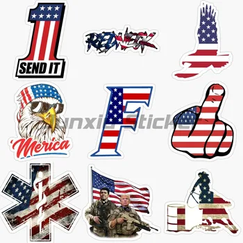 Забавен американски флаг, карта, стикер с орел, бусове, велосипеди, лаптоп, камион, мото, прозорец, врата, броня, стикери за стена, декорация, адаптивни