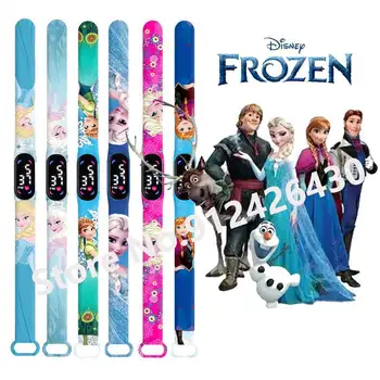 Замразени декорация Disney Принцеса Ана Елза Часовници за детски играчки момче коледни подаръци led водоустойчиви часовници