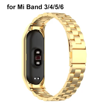 Златна Метална верижка от Неръждаема Стомана за Xiaomi Mi Band 6 5 Каишка За Часовник Аксесоари Гривна Каишка на Mi Band 5 за Жени, Мъже