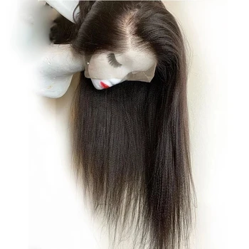 Извратени права перука, изработени от синтетична коса яки 180% плътност, завързана предни перука за черни жени, высокотемпературное бесклеевое влакна