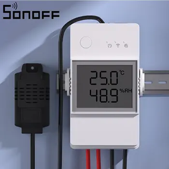 Интелигентен превключвател за контрол на температурата и влажността SONOFF TH Elite LCD телевизор с дистанционно управление с Алекса Google Home