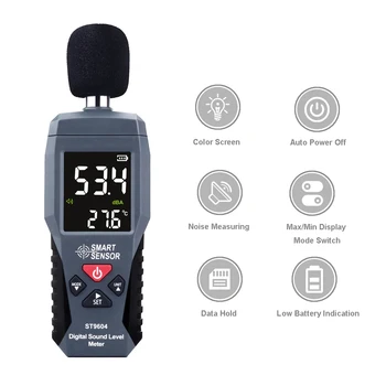 Интелигентен сензор ST9604 Цифров измерител на нивото на звука шумомер 30-130 db Детектор децибелов аудио тестер Метро Diagnostic-Tool
