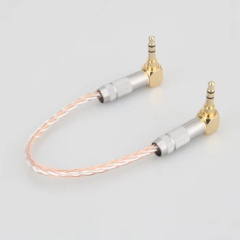 Кабел HI-FI AUX 8 дупки OCC 3,5 мм мъж към мъж стерео AUX кабел 3,5 под прав ъгъл за усилвател за слушалки аудио кабел