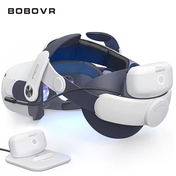 Каишка за главата BOBOVR M2 Pro с две батерии, Съвместими с Oculus Quest2 с ультратонкой двойна зареждащата станция за подмяна на батериите