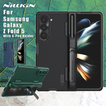 Калъф NILLKIN за Samsung Galaxy Z Fold 5 5G С джоб S-Pen, Матирана Поставка за очила, Силиконовата капачка За камерата