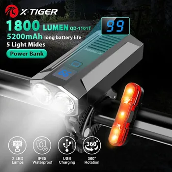 Каране на фарове X-TIGER, водоустойчив, с зареждане чрез USB, велосипедни фарове, алуминиеви led предни светлини, велосипедни фарове, Power Bank, велосипеди фенерче