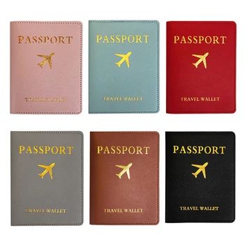 Кожени корици за паспорти, лесен за носене за самолета, държач за жени, мъже, чантата е от изкуствена кожа, пътен сватбен титуляр за паспорт, модерен сватбен подарък