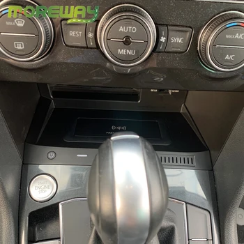 Кола на телефона безжично зарядно устройство за Volkswagen Tiguan MK2 2017 2021 мобилна поставка за сега вход S10 S20 подкрепа за бързо зареждане