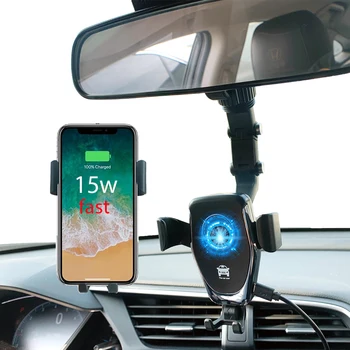 Кола номер 15 W Qi, безжично зарядно устройство, скоба, скоба, за мобилен телефон, кола огледалото за обратно виждане, автомобилна електроника за iPhone за Xiaomi