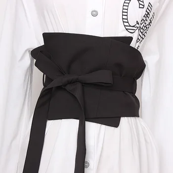 Колан за горната част на облекла за жени, лятна рокля в черно, декоративен широк колан, риза, пола, аксесоари, модерен текстилен колан