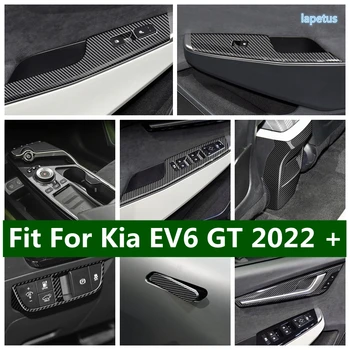 Копче за Вдигане на прозорец/Превключвател Светлини / Врата Дръжка / Отрежете капака на Кутията за превключване на предавките с Аксесоари От Въглеродни Влакна За Kia EV6 GT 2022 2023