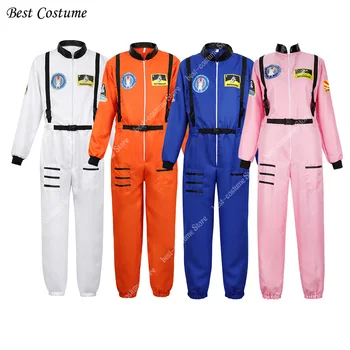 Костюм астронавти, космически костюми за възрастни, мъжки, женски костюми за двойки, кралят гащеризон с цип за ролеви игри, бели костюми астронавти XS-3XL