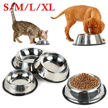 Купички за домашни кучета и котки, купа за хранене от неръждаема стомана, купа за вода за домашни кучета, котки, кученца, чиния за хранене на открито S/M/L/ XL