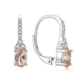 Лесен луксозен дизайн s925 сребърна обтегач за уши, цвят циркон, осеян с диаманти, лесни модни обеци-карамфил, бижута