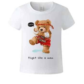 Лидер в продажбите, експлозивна тениска с къс ръкав и принтом мечка, модерни ежедневни тениски за момичета, момчета и детски блузи