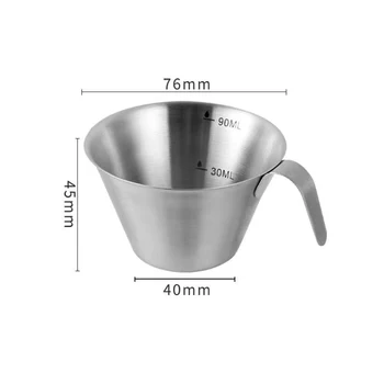 Мерителна чаша от неръждаема стомана, кафеена чаша с обем 100 мл, чаша концентриран грама, с дръжка за приготвяне на кафе