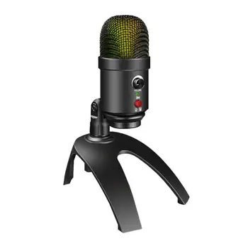 Микрофон за КОМПЮТЪР USB кондензаторен микрофон със стойка за статив с Регулируема настолен микрофон за стрийминг запис на подкасти