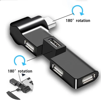 Мини USB Отточна тръба на шарнирна връзка И 4 Порта Usb 2.0 Хъб Удължител Ивица на Кабел за предаване на данни Жак Адаптер