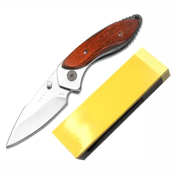 Многофункционален джобен нож Mengoing, стоманен нож 440C, дървена дръжка, малък сгъваем нож за оцеляване на открито