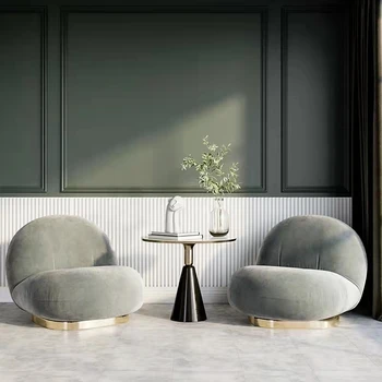 Модерен дом едноспален диван от бяла плюшени тъкани с акцент Разтегателен диван-фотьойл Луксозна мека Мебел за дневна
