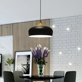 Модерен прост led окачен лампа от масив, дърво и ковано желязо, висящи лампи за ресторант в скандинавски стил, хотелски нощни лампи, лампа за осветление на стаите в E27