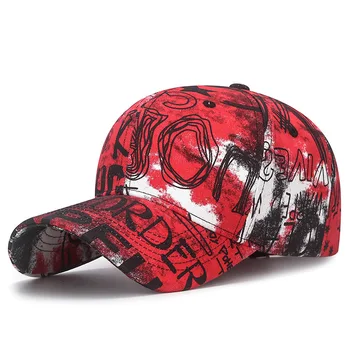 Модерни дамски шапки с графити Черна Червена шапка от слънцето Дамски мъжки Туристическа шапка за къмпинг