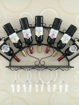 Монтиране на Окачен 7 Бутилки Творчески Желязната стойка за Вино за Битова Кухня Поставка за Бутилки Вино на Стената на Бара