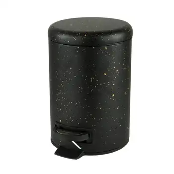 Мрамор дизайн, 3-литров буркан стъпка на педала, кошчето за вана с капак, с черен цвят