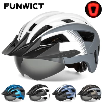 МТБ велосипеди шлем за мъже и жени с предпазни очила, задна светлина, предпазна каска за велосипед, електрически скутери, пътни планински състезания на велосипедни каски
