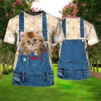 Мъжка тениска с 3D принтом, тениска с образа на домашна котка, мъжки дрехи, новост, блузи, летни тениски с къс ръкав, ежедневни забавно градинска облекло