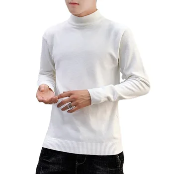 Мъжки дрехи, есенно-зимна нов вязаный пуловер, монофонични модерен пуловер, ежедневни топли дрехи