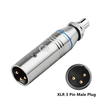 Мъжки конектор XLR и RCA, 3 контакт, позлатени клеми за тонколони Hi-Fi, микрофон, смесване конзоли адаптер, аудио конвертор