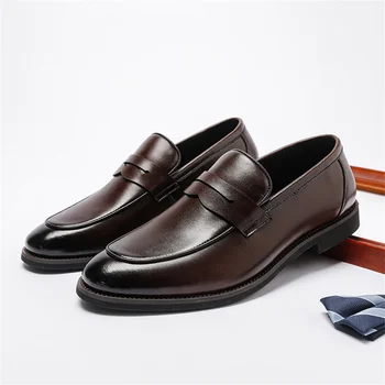 Мъжки обувки от естествена Кожа, Дишаща Бизнес Обувки, Ежедневни Обувки От Телешка кожа, Мъжки Обувки Подметка, една стъпка конверсия на Обувки