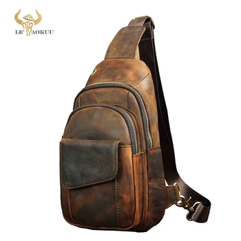 Мъжки оригиналната кожена чанта Crazy Horse, ежедневни модерна чанта през рамо, дизайнерски раница за пътуване, чанта на едно рамо, мъжки раница 8013-d
