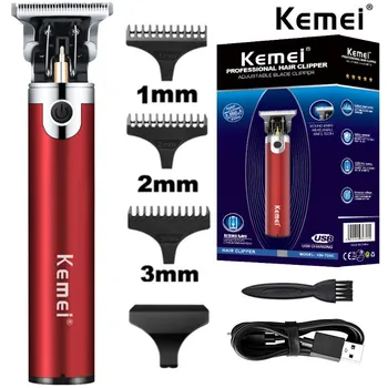Мъжки професионална машинка за подстригване Kemei, безжична машина за подстригване на брада, електрическа машина за рязане на коса, подстригване, за довършителни работи на оформяне на косата в краищата