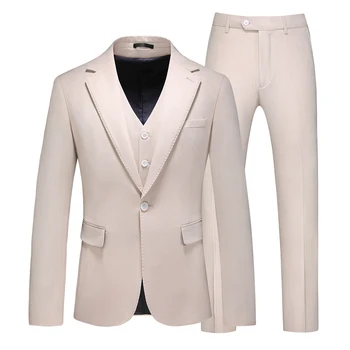 Мъжки Сватбен комплект Four Seasons от три елемента (модерен Жилетка + Красива жилетка + Ежедневни панталони), Мъжки Костюм, за най-добрият човек, Оборудвана костюм