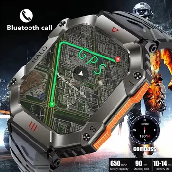 Мъжки смарт часовници за фитнес часа Huawei IOS IP67, водоустойчива военни часовници за наблюдение на състоянието на здравето, гласово повикване AI чрез Bluetooth, умни часовници 2023