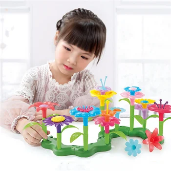 Направи си САМ мъниста Цветя свързващи блокове Играчки за Момичета Детски договореност играчки Децата се Събират градински строителни блокове играчки