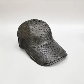 Неподправена екзотична кожена мъжка бейзболна шапка в стил унисекс с змеевидным принтом от естествена кожа, мъжки ежедневни бейзболна шапка-снэпбэк, регулируем шапка