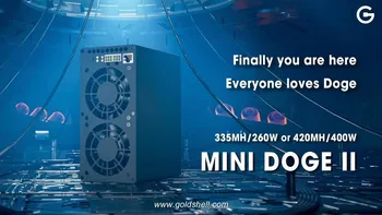 Нов Goldshe II Mini Doge II 420M 400W Безшумен миньор Scrypt LTC Doge С блок захранване 750 е по-Добре, отколкото Antminer L3 + L3 ++ Goldshell X5