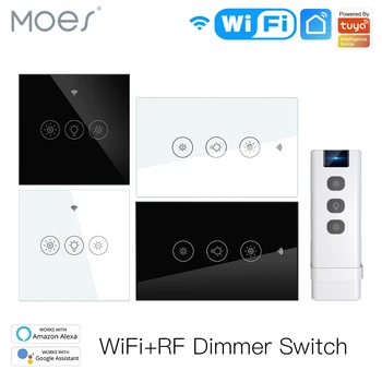 Нов WiFi RF Smart Light Dimmer Switch 2/3-Лентов Многофункционален ключ Smart Life/Sasha APP Control Работи с Алекса Google Voice Assistants