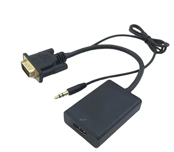 Нов конвертор VGA към HDMI - HD адаптер с конектор VGA конектор HDMI, поддръжка на звука