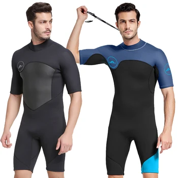 Нов мъжки едно парче костюм от неопрен с дебелина 2 мм с къс ръкав за гмуркане, топло и слънцезащитен костюм за водни спортове, костюм за сърф, костюм за гмуркане