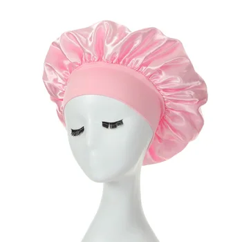 Нова дамски сатен шапчица да нощен сън Fshion, шапка-капор за коса, копринени шапки с широка еластична лента