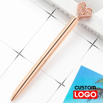Нова креативна метална въртяща се химикалка химикалка, куха любовна двойка, потребителски лого, текст, изречение, химикалка за подпис, подарък дръжка за момичета