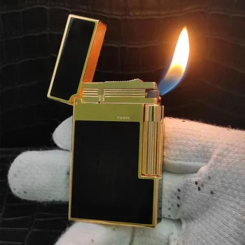Нова луксозна газова запалка за пури Ligne 2, косое пламък, мъжки бутановая запалка за пушачи, ярък звук, корпус от месинг