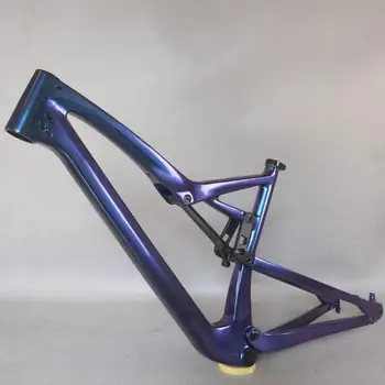 нова рамка за планински велосипед цвят хамелеон с пълно спиране от въглеродни влакна МТБ frame FM10, изработени по поръчка, рама за ендуро